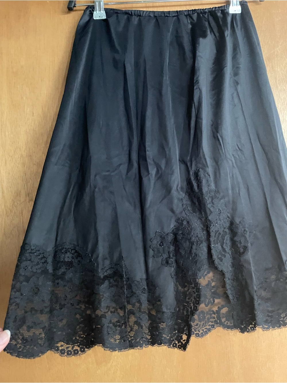 Black Lace Hem A-Line Skirt - Picture 3 of 7